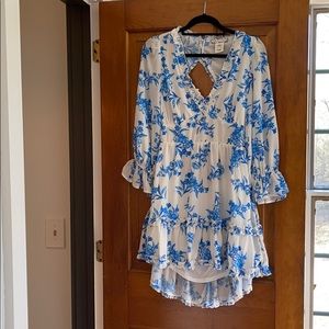 Blue and white floral dress
